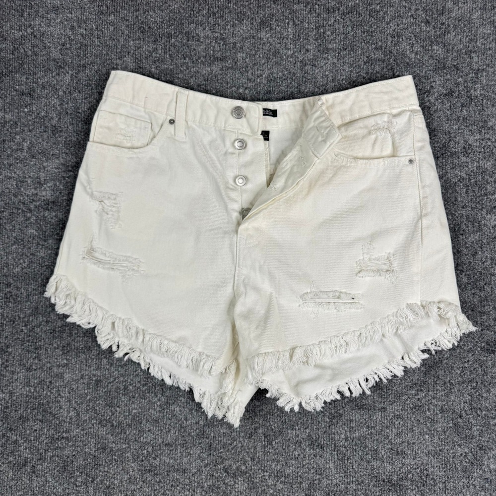 Wild Fable Shorts Womens Size 12 White Highest Rise Distressed Denim Frayed Hem